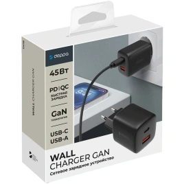 Сетевое зарядное устройство Deppa 45W USB-C/USB-A Black (11478)
