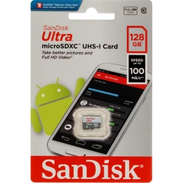 Карта памяти Sandisk Ultra 128GB MicroSDXC Class 10 UHS-1 (SDSQUNR-128G-GN6MN)