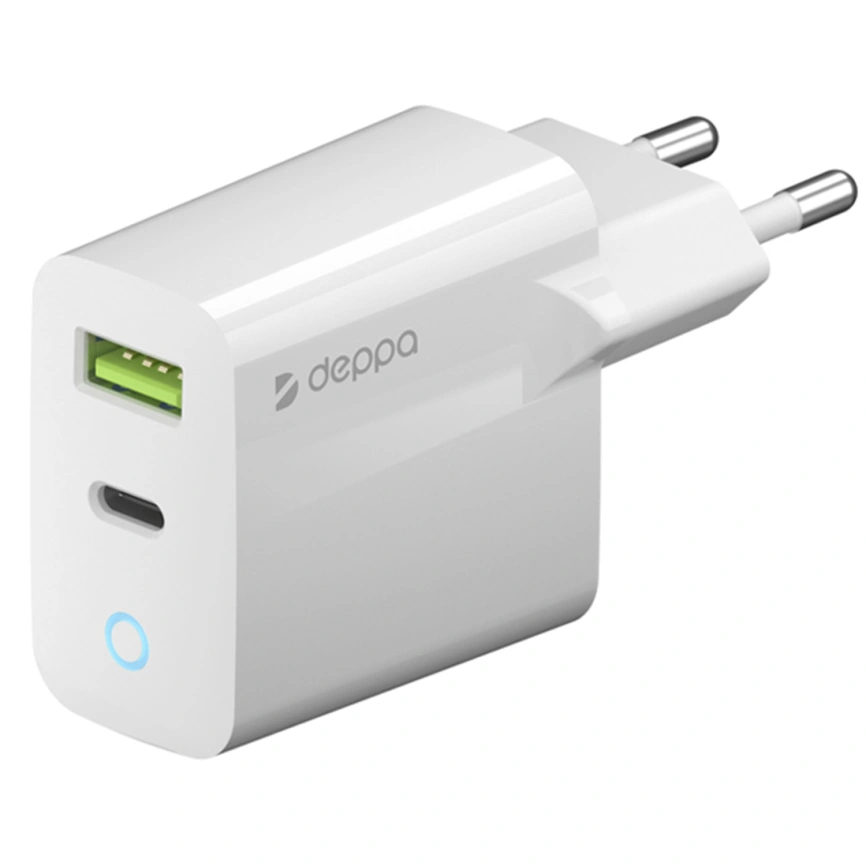 Сетевое зарядное устройство Deppa 20W USB-A/USB-C 11398 White фото 1