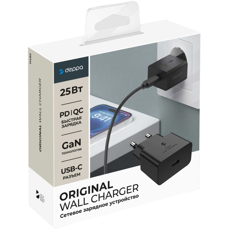 Сетевое зарядное устройство Deppa 25W USB-C Black (11492) фото 2