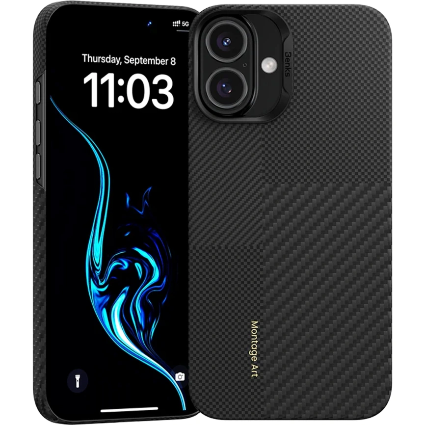 Чехол Benks Montage ArmorAir Case built with Kevlar для iPhone 16 Plus Black фото 2