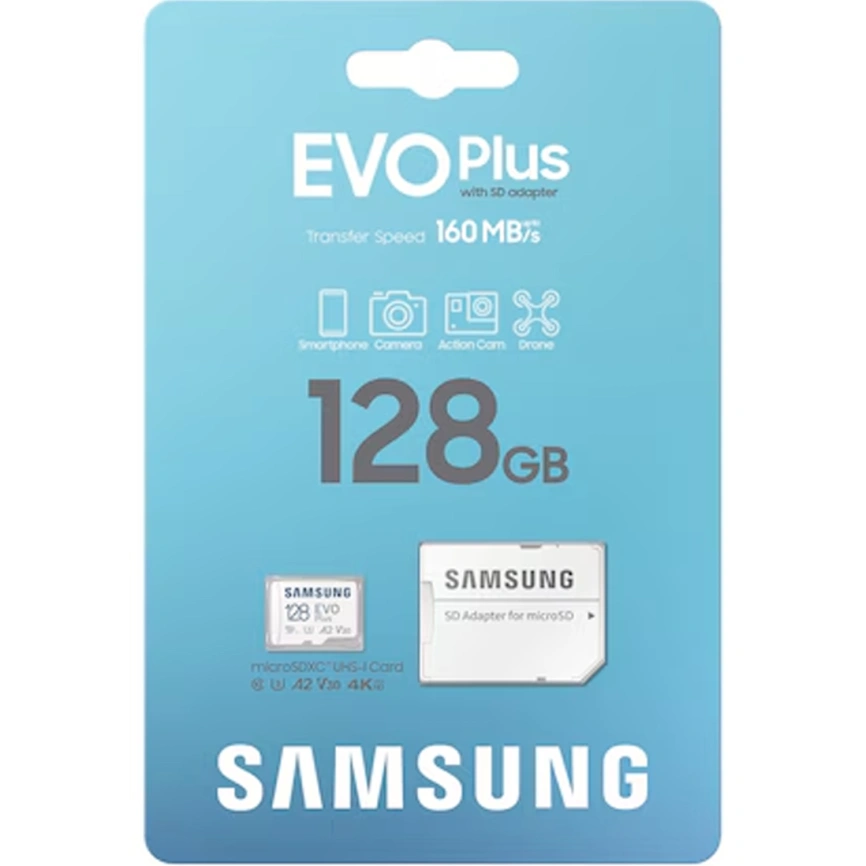 Карта памяти Samsung EVO Plus 128GB MicroSDXC Class 10/UHS-I U3 (MB-MC128SA) фото 6