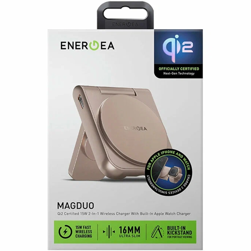 Беспроводное зарядное устройство EnergEA MagDuo Qi2 (2 в 1) Gold (MAG-DUO-GLD) фото 5
